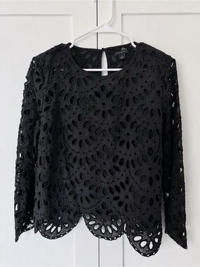 Never worn, Ann Taylor Black Eyelet Lace Blouse, Size Medium